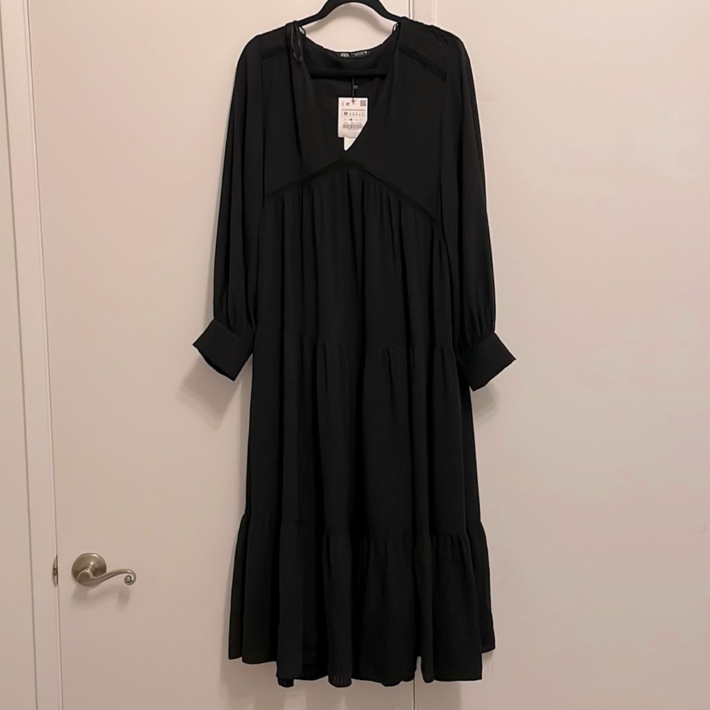 Zara black dress, size medium, Swiss dot style